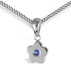 Kettenanhnger Blume Zirkonia blau mit Kette Silber