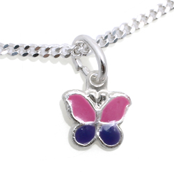 Kinderschmuck Halskette Schmetterling pink/lila mit Kette Silber