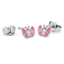 Kinderschmuck Ohrstecker rosa Schmetterling