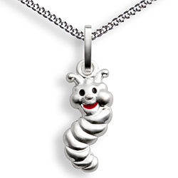 Kinderschmuck Halskette Wurm mit Kette Silber