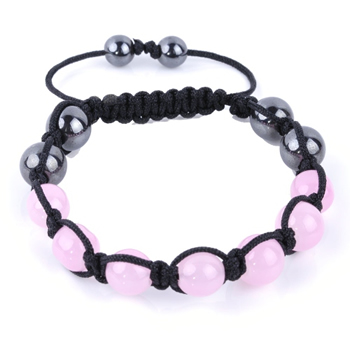 Shamballa Armband Glasperlen Hmatit rosa