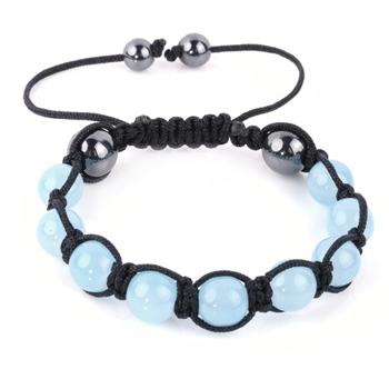 Shamballa Armband Glasperlen Hmatit hellblau