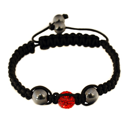 Shamballa Armband Hmatit, Glasperle grau/rot